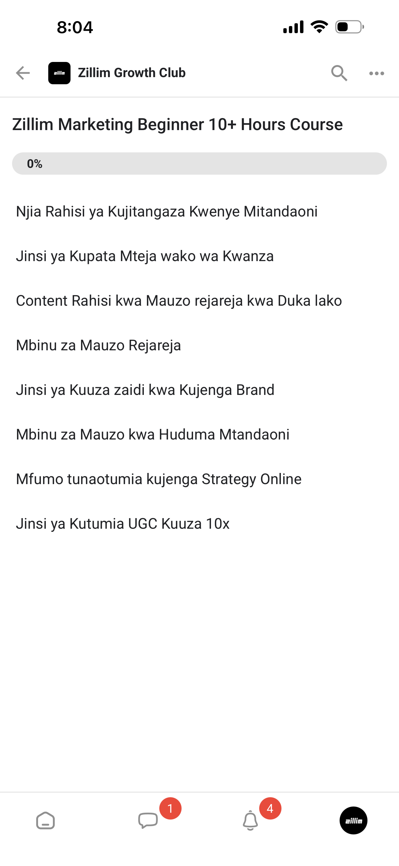 Zillim Marketing Beginner Course